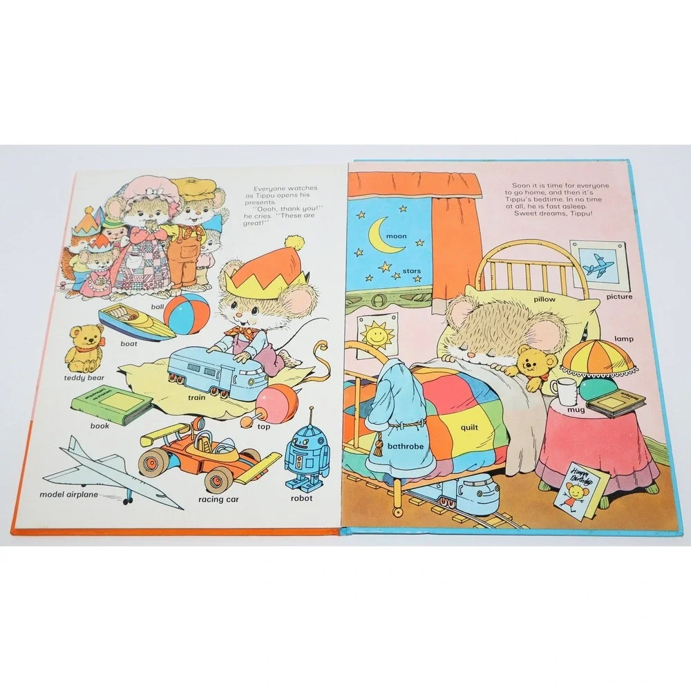 Vintage Tippu's Birthday Party Happy Ending Preschool Word Book 1987 Honey Bear